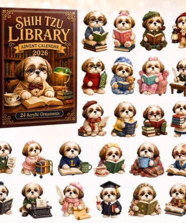 Shih Tzu Book Lover Advent Countdown 2026 — 24 Charming Acrylic Dog-Themed Surprises, Holiday Gift For Pet Owners & Bibliophiles