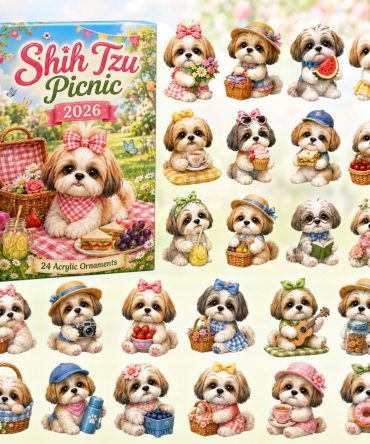 Shih Tzu Picnic 2026 Advent Calendar — 24-Day Charming Countdown With Acrylic Charms, Delightful Gift For Shih Tzu Lovers