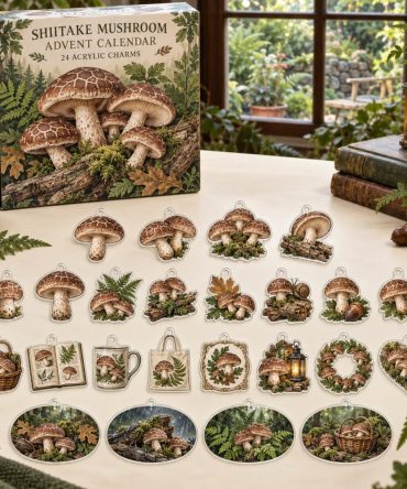 2026 Shiitake Mushroom Advent Calendar — 24 Acrylic Charms, Gourmet Fungi Ornaments & Holiday Countdown Gift Set