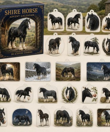 Shire Horse Holiday Charm Countdown — 24 Classic Acrylic Charms Celebrating Shire Horses, Beautiful Gift For Heavy Horse Enthusiasts