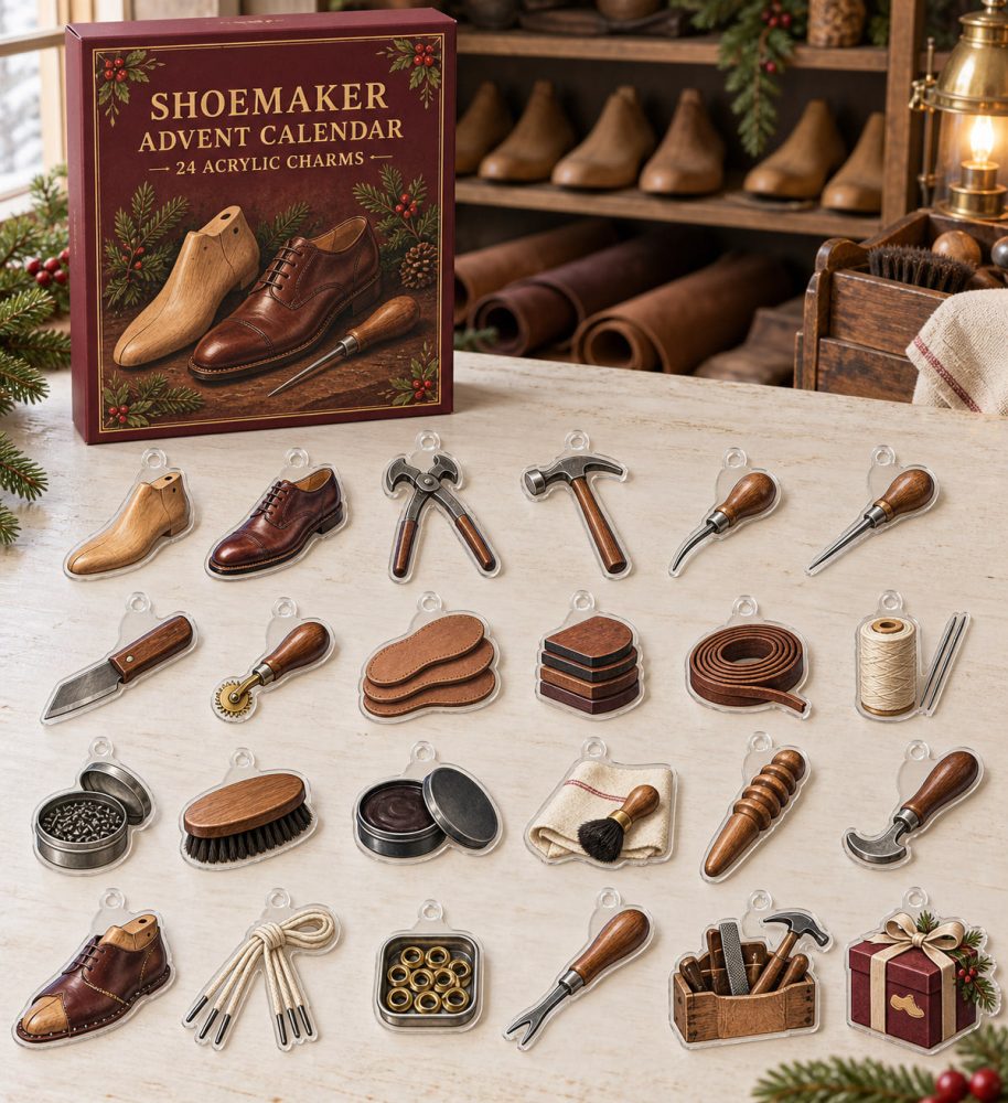 Shoemaker Holiday Countdown: 24 Acrylic Artisan Shoe & Tool Charms — Unique Gifts, Craft Supplies & Stocking Stuffers