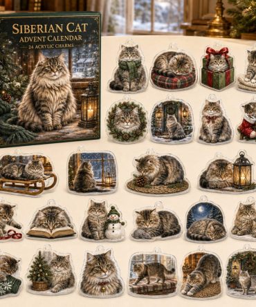 Siberian Cat Holiday Advent Calendar With 24 Acrylic Charms — Cozy Seasonal Gift For Siberian Cat Lovers & Collectors