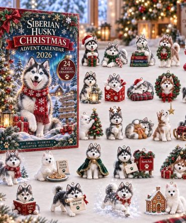 Siberian Husky Holiday Countdown 2026 — 24-Day Acrylic Charm Advent Calendar, Cute Dog Ornaments & Perfect Gift