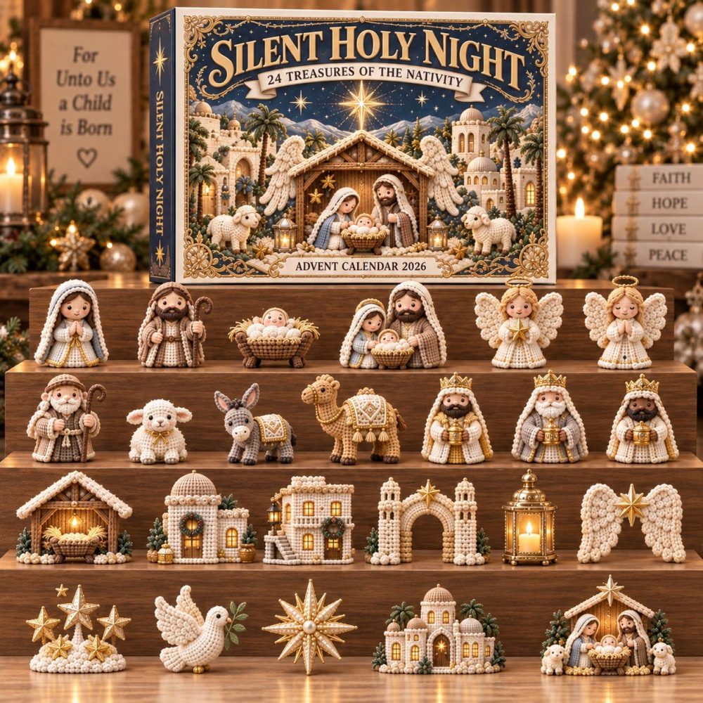 Silent Holy Night 24-Day Charm Countdown — Serene Acrylic Christmas Advent Calendar 2026, Elegant Nativity & Religious Gift Set