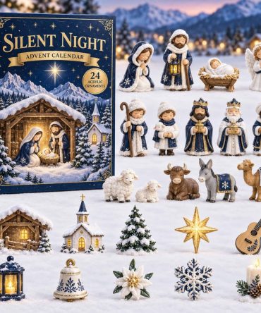 Silent Night 2026 Advent Calendar — 24-Day Serene Christmas Countdown With 24 Acrylic Charms, Classic Holiday Music & Nativity-Inspired Decor
