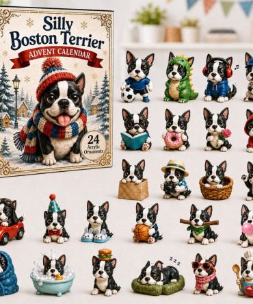 Boston Terrier Festive Countdown Kit — 24 Unique Acrylic Charms, Deluxe Dog Advent Set For Fans & Gift Giving