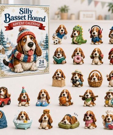 Silly Basset Hound Advent Calendar 2026 — 24-Day Whimsical Basset Acrylic Charm Countdown For Dog Lovers & Festive Fun