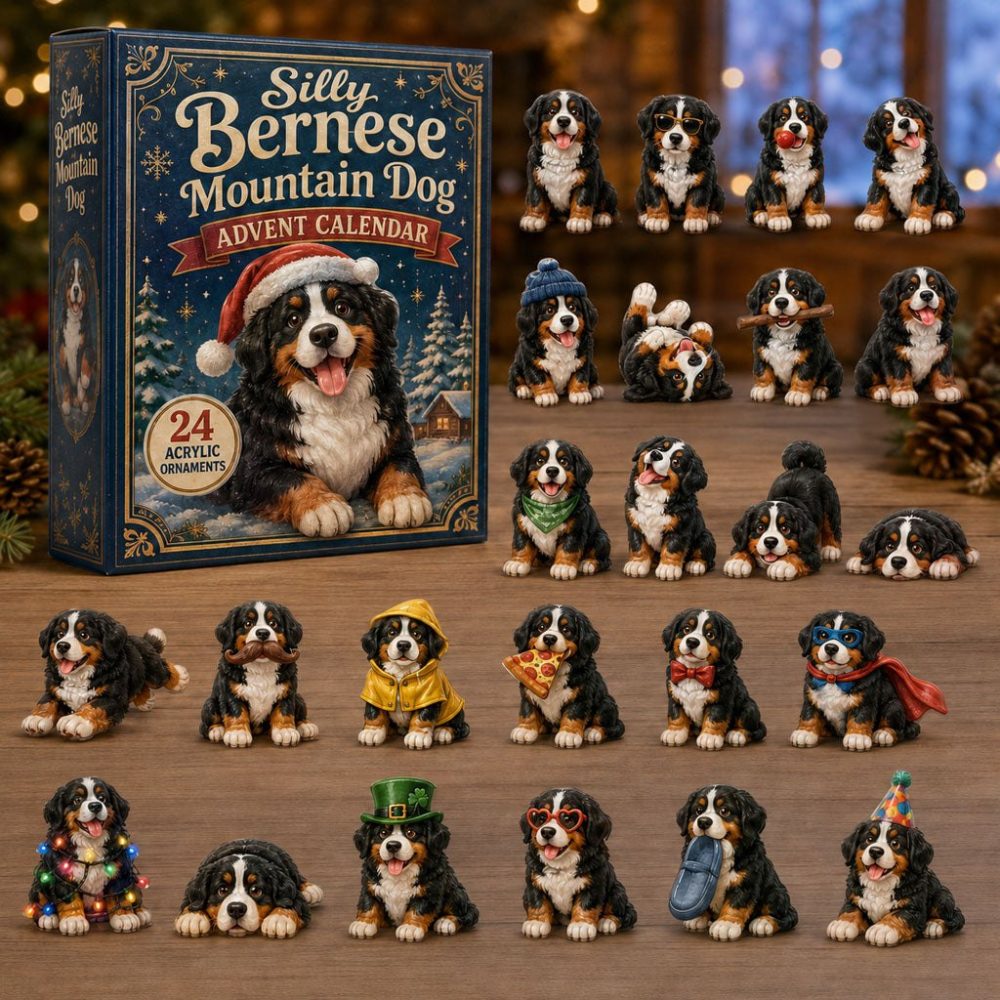 2026 Bernese Mountain Dog Countdown Calendar — 24 Acrylic Charms, Holiday Gift For Bernese Lovers , Collectible & Display-Ready
