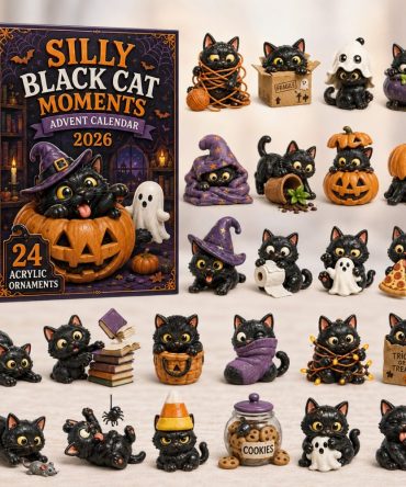 2026 Silly Black Cat Moments Advent Calendar — 24-Day Halloween Countdown With Playful Acrylic Cat Charms, Ideal Gift For Cat Lovers
