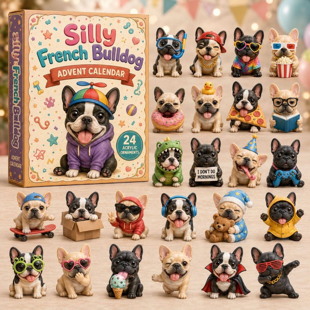 2026 Silly French Bulldog Countdown — 24-Day Acrylic Charm Advent Calendar, Funny Dog Gift For Frenchie Fans & Pet Lovers