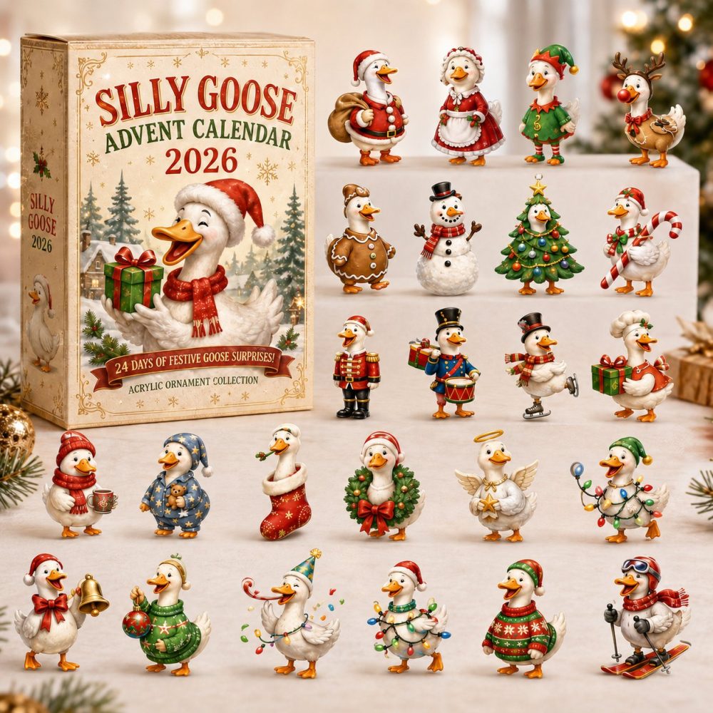 Silly Goose Holiday Advent Calendar 2026 — 24-Day Whimsical Goose Acrylic Charms, Funny Christmas Countdown & Gift