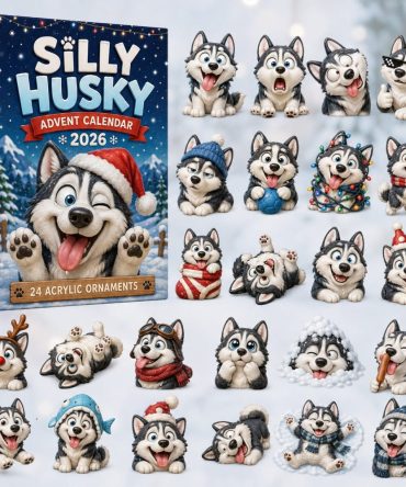 2026 Silly Husky Advent Calendar - 24-Day Countdown With Playful Acrylic Husky Charms, Gift For Husky Owners & Winter Decor