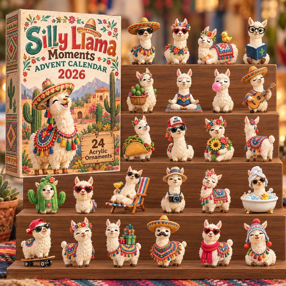 Silly Llama Moments 2026 Advent Calendar - 24 Funny Llama Acrylic Charms, Daily Countdown Gift For Kids & Adults