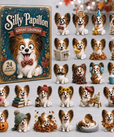 2026 Silly Papillon Advent Calendar - 24-Day Countdown With Delightful Acrylic Papillon Charms, Cute Gift For Dog Lovers