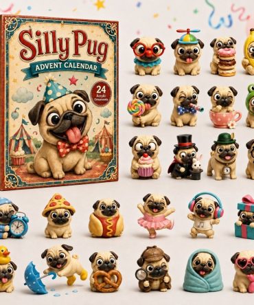 2026 Silly Pug Advent Calendar - 24-Day Countdown With Playful Acrylic Pug Charms, Fun Gift For Pug Owners & Kids