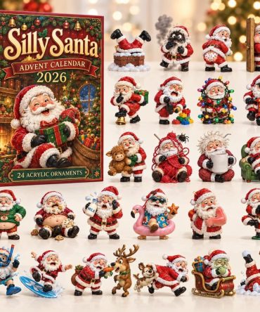 Silly Santa 24-Day Countdown Calendar 2026 – Acrylic Funny Santa Charms, Whimsical Holiday Advent, Stocking Stuffer For All Ages