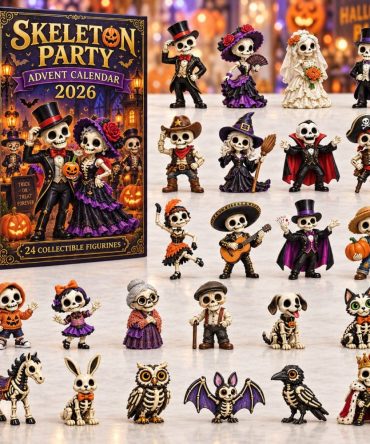 2026 Skeleton Party Countdown — 24 Fun Acrylic Skeleton & Party Charms For Halloween, Spooky Decorations & Themed Gift Set For All Ages