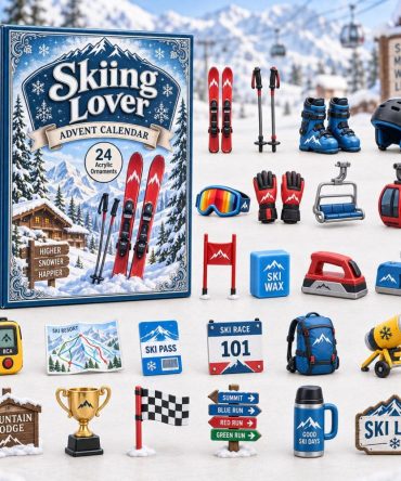 Skiing Adventure 2026 Countdown — 24-Day Acrylic Charm Advent Calendar For Skiers, Mountain Gifts & Stocking Surprises