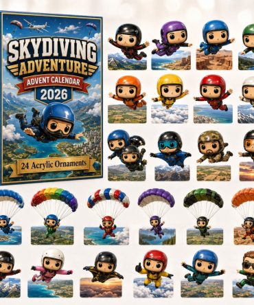 2026 Skydiving Adventure Countdown Calendar — 24 Acrylic Charm Reveal For Jumpers & Thrill-Seekers, Unique Holiday Gift Idea