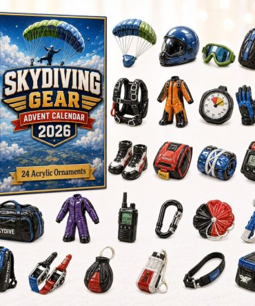 Skydiving Gear Advent Calendar 2026 — 24-Day Countdown With Acrylic Parachute & Equipment Charms For Extreme Sport Fans, Gift-Ready