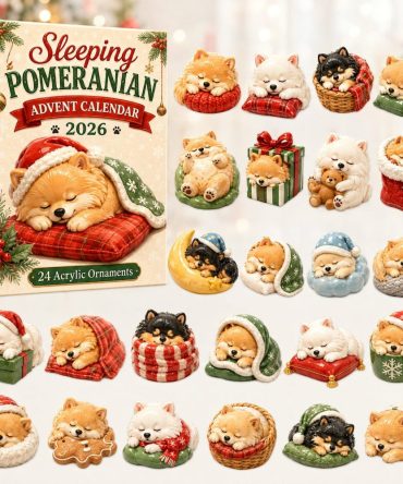 2026 Sleeping Pomeranian Advent Calendar - 24-Day Countdown With Cute Acrylic Pomeranian Charms, Gift For Dog Lovers