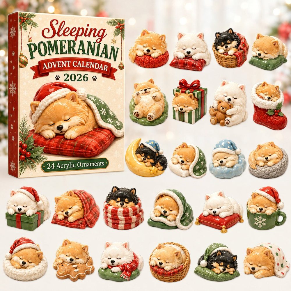 2026 Sleeping Pomeranian Advent Calendar - 24-Day Countdown With Cute Acrylic Pomeranian Charms, Gift For Dog Lovers