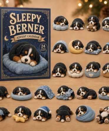 2026 Sleepy Berner Advent Set — 24 Days Of Acrylic Charms & Mini Scenes, Holiday Gift For Bernese Mountain Dog Fans