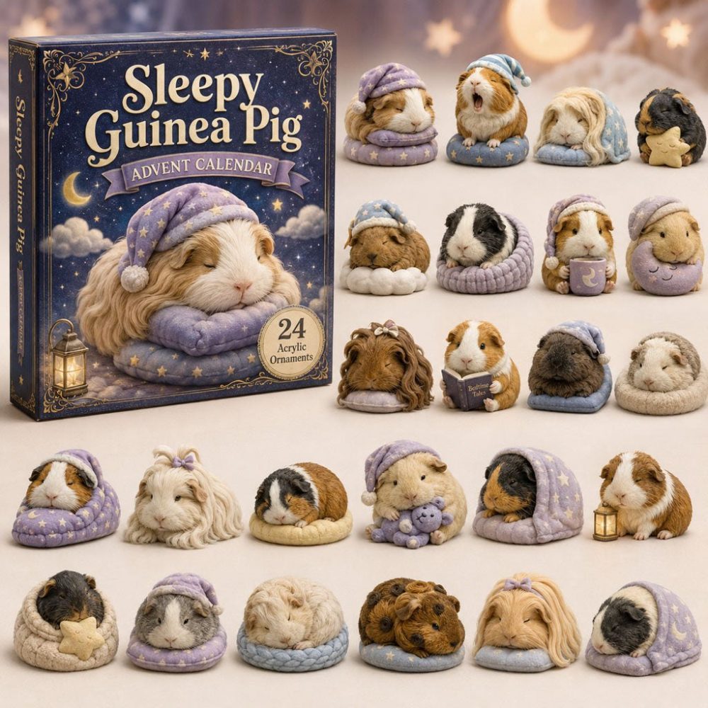 Sleepy Guinea Pig 2026 Advent Calendar — 24-Day Acrylic Charm Countdown, Cute Rodent Collectibles & Gift-Ready Set
