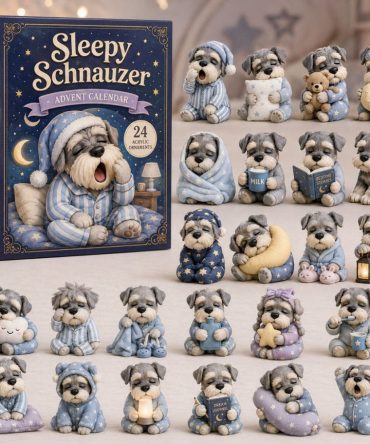 Sleepy Schnauzer 2026 Advent Calendar — 24-Day Acrylic Charm Countdown, Schnauzer Gifts For Dog Lovers & Collectors