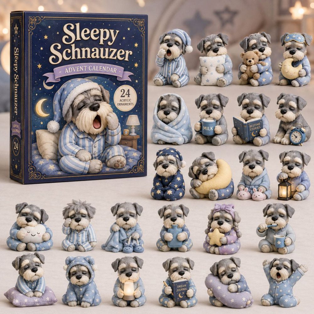Sleepy Schnauzer 2026 Advent Calendar — 24-Day Acrylic Charm Countdown, Schnauzer Gifts For Dog Lovers & Collectors