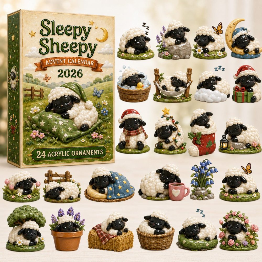 2026 Sleepy Sheepy Advent Calendar — 24 Cozy Acrylic Charm Countdown For Kids, Cute Nursery Holiday Decor