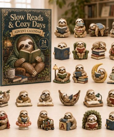 2026 Sloth Slow-Reads Advent Calendar - 24-Day Countdown With Adorable Acrylic Sloth Charms, Cozy Gift For Book Lovers