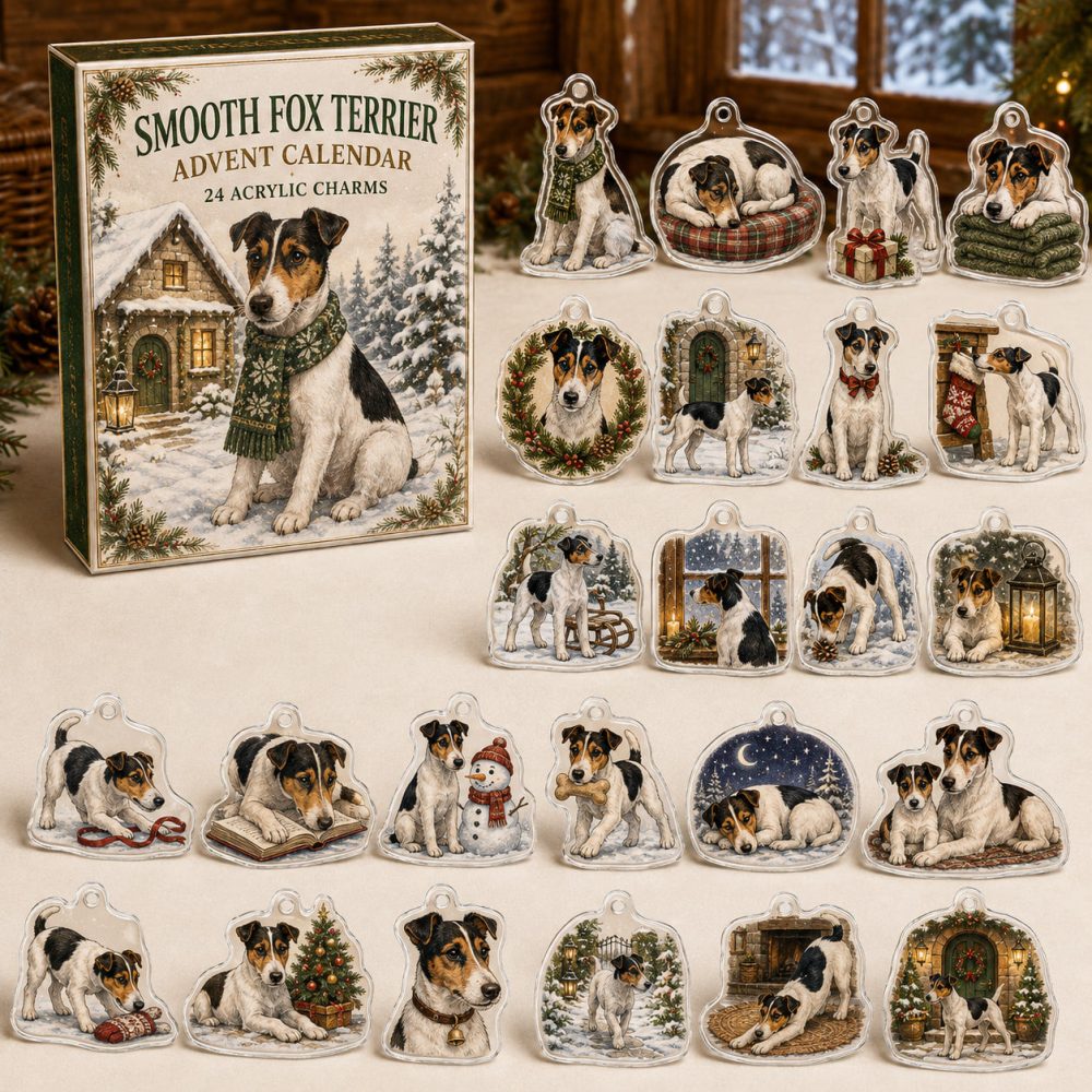 Smooth Fox Terrier Acrylic Charm Advent Calendar — 24 Holiday Dog Charms , Christmas Countdown Gift For Smooth Fox Fans