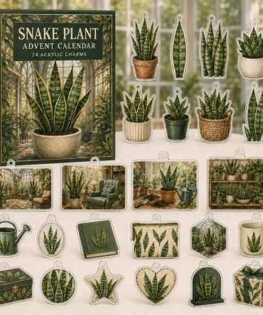 Snake Plant 24-Day Acrylic Charm Holiday Countdown - Plant Lover Gift, Mini Charms & Home Decor
