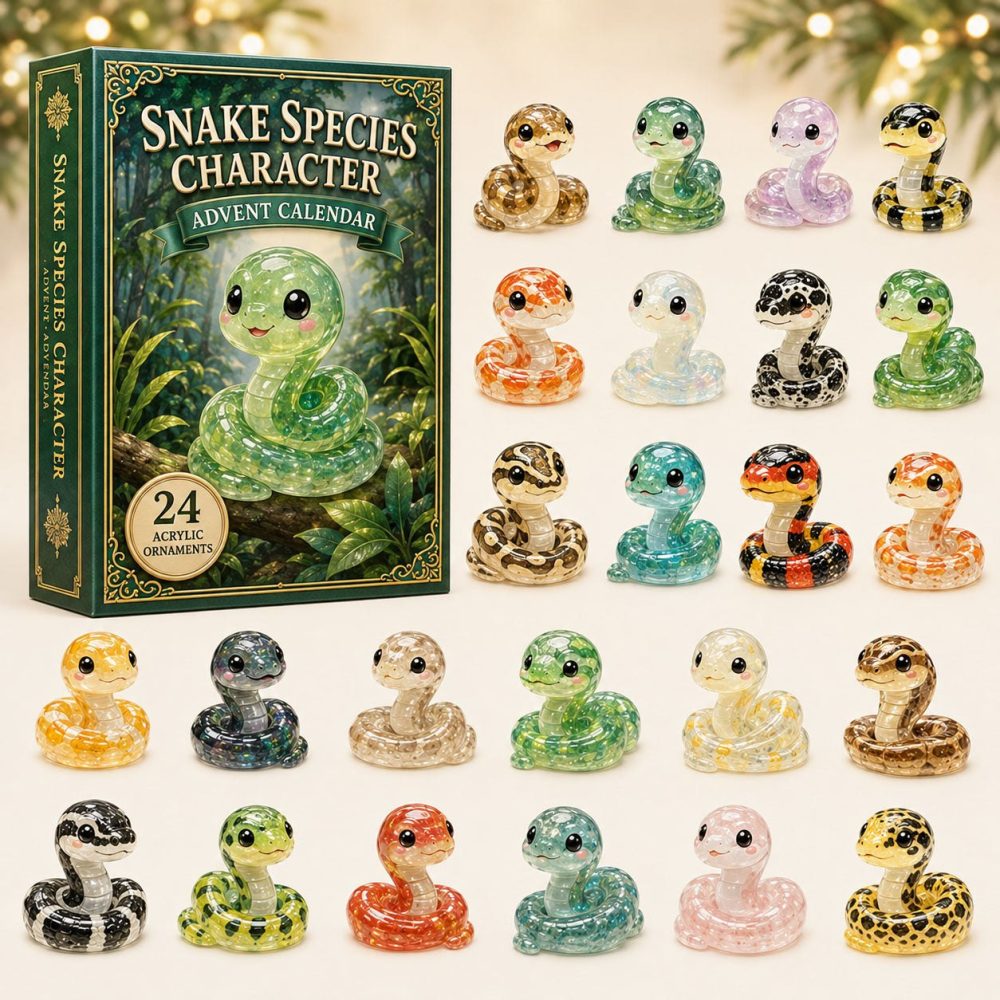 2026 Snake Species Advent Calendar - 24-Day Countdown With Collectible Acrylic Snake Charms, Gift For Reptile Lovers & Kids