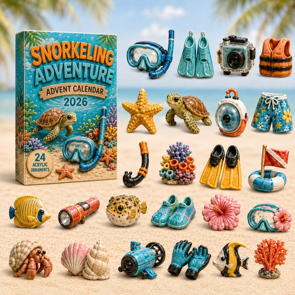 Snorkeling Adventure 2026 Advent Calendar — 24-Day Acrylic Charm Countdown, Underwater Sea-Life Collectible Set
