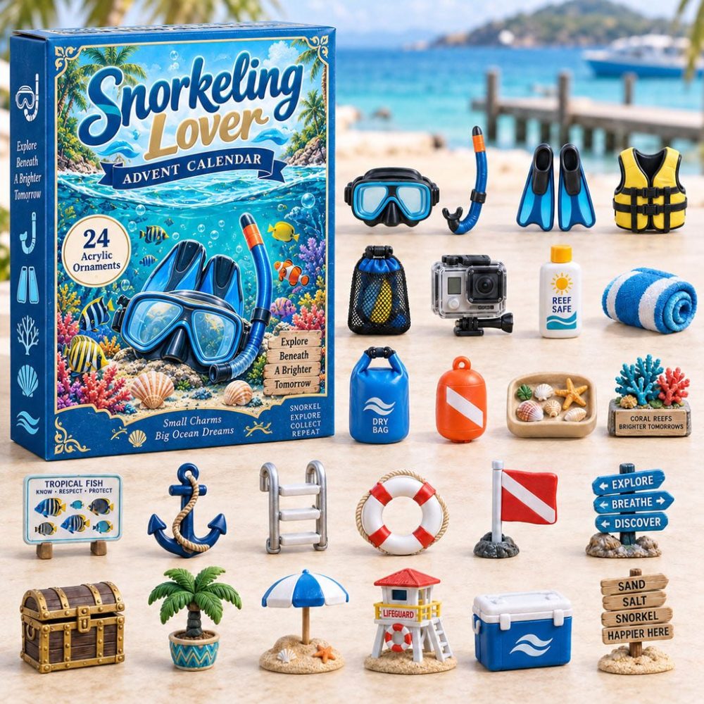 Snorkeling Adventure 2026 Countdown — 24-Day Acrylic Charm Advent Calendar For Ocean Lovers & Travel Gifts