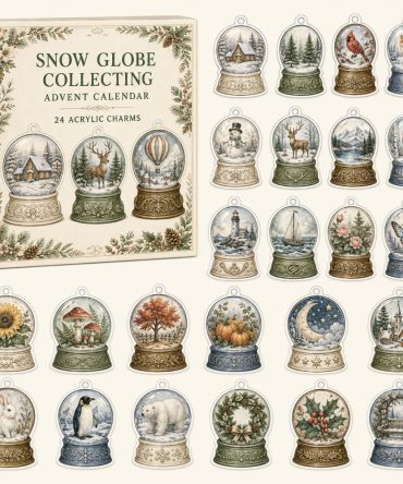 24-Day Snow Globe Charm Countdown - Acrylic Mini Globe Advent Calendar With Collectible Snow Scene Ornaments For Gift & Decor