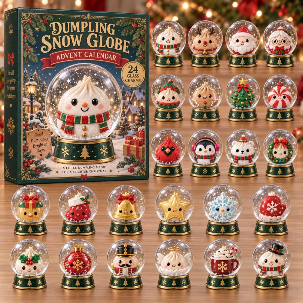Snow Globe Dumpling 2026 Advent Calendar — 24-Day Cute Countdown With 24 Acrylic Mini Snow Globe & Dumpling-Themed Charms, Charming Gift
