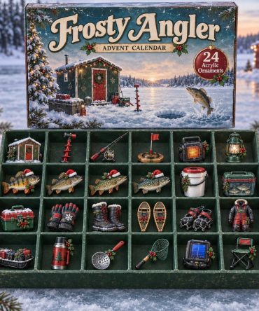 Snowbound Angler Holiday Countdown Calendar - 24-Day Advent With 24 Acrylic Fishing Charms, Cozy Winter Angler Gift