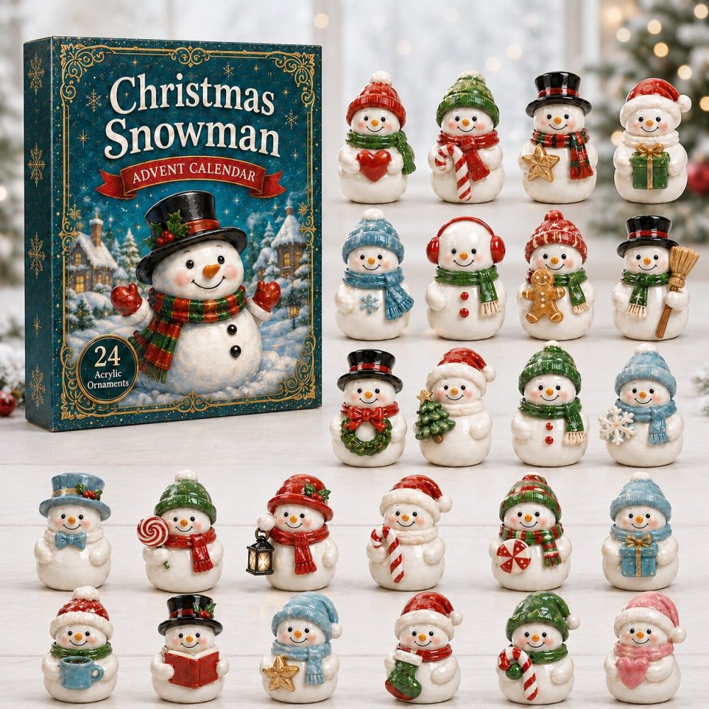 2026 Cheerful Snowman Christmas Advent Calendar - 24-Day Countdown With Acrylic Holiday Charms, Cheerful Family Gift