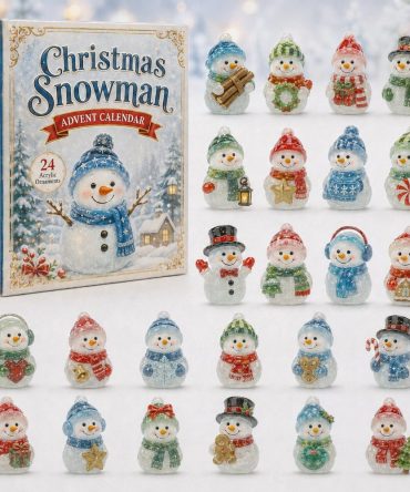 2026 Frosted Snowman Christmas Advent Calendar - 24-Day Countdown With Acrylic Frosty Charms, Holiday Decor Gift