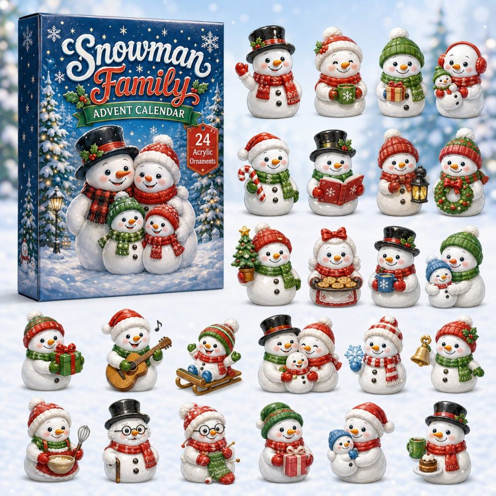 2026 Snowman Family Advent Calendar - 24-Day Festive Countdown With Cute Acrylic Snowman Charms, Family Holiday Gift