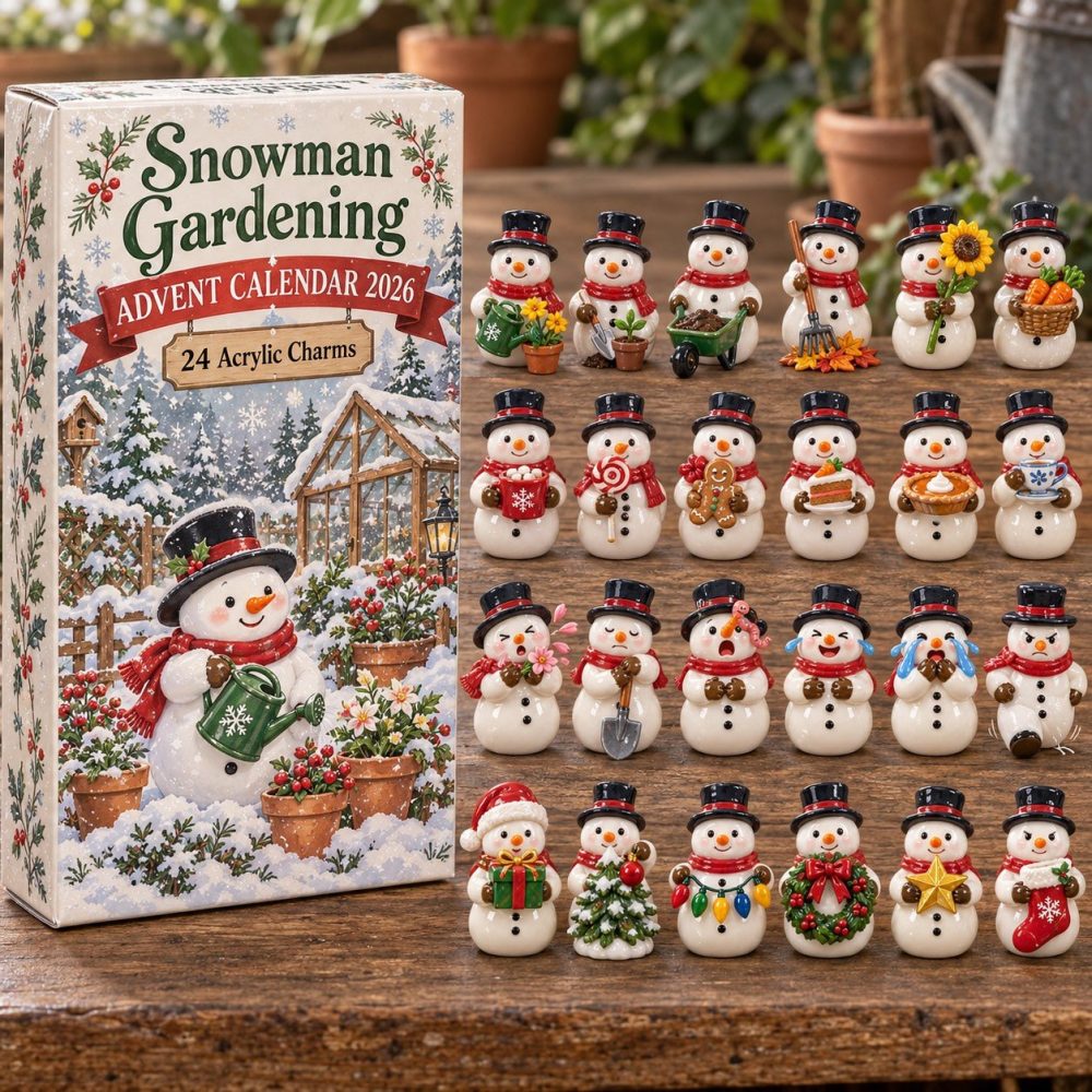 Garden Snowman Holiday Countdown 2026 — 24-Day Christmas Advent With Acrylic Charms, Green-Thumb Gift For Families