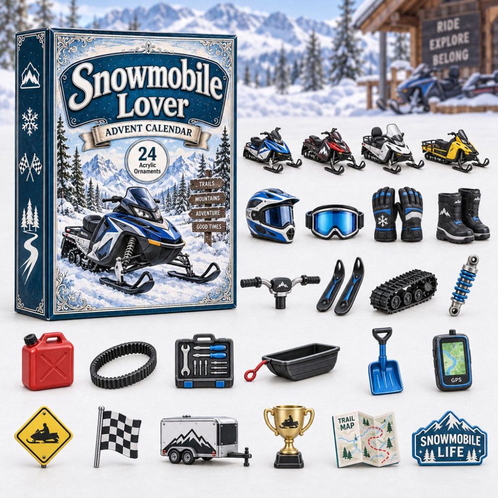 Snowmobile Enthusiast 2026 Countdown — 24-Day Acrylic Charm Advent Calendar For Riders & Winter Sports Fans