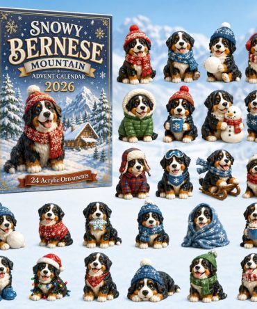 2026 Snowy Bernese Mountain Countdown Calendar — 24 Alpine Acrylic Charms, Winter Dog Ornaments & Cozy Holiday Gift Set
