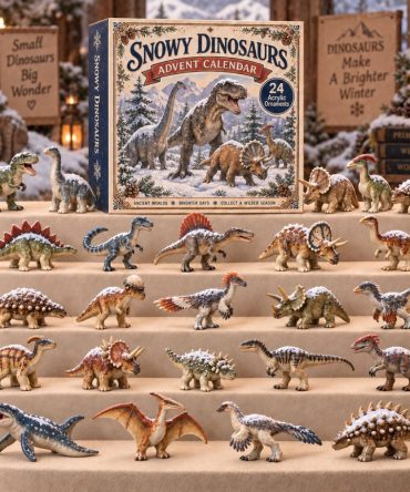 Snowy Dinosaurs Advent Calendar 2026 — 24-Day Arctic Dino Acrylic Charm Countdown, Snowy Jurassic Mini Collectibles