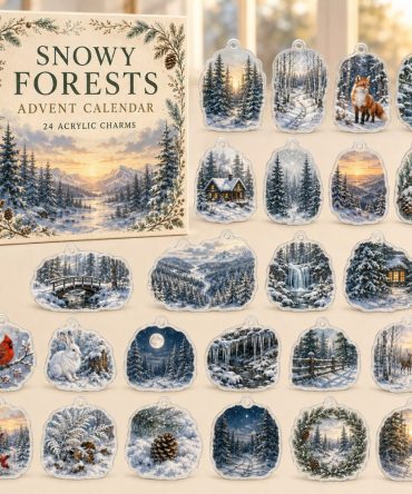 24-Day Snowy Forest Charm Countdown — Acrylic Winter Forest Charms Set For Holiday Decor & Gift Giving