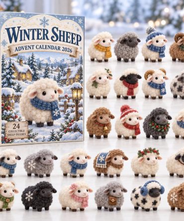 2026 Snowy Village Winter Sheep Advent Calendar - 24-Day Festive Village Countdown With Acrylic Charms, Charming Holiday Scenes