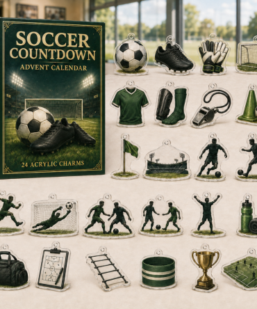 Soccer Fan Countdown Set — 24 Acrylic Charm Advent Calendar For Football Lovers, Team Gifts & Stocking Fillers